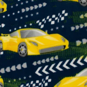 Anti-Pill Fleece Print - SLIPPY - Racing cars - Navy