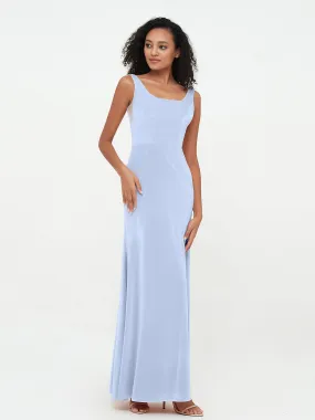 Bateau Neck Mermaid Long Velvet Dresses Sky Blue Plus Size