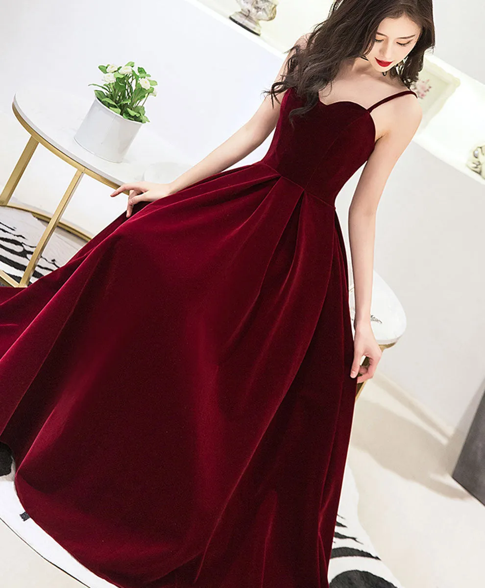 Burgundy Sweetheart Tea Length Prom Dress Burgundy Bridesmaid Dress