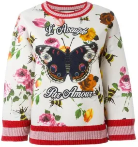 Butterfly Embroidered Multicolor Sweatshirt