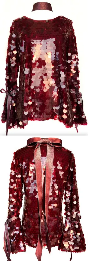 'Candy Apple' Bow Embellished Top