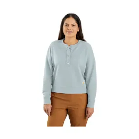 Carhartt Women's Tencel Fiber Series Loose Fit French Terry Henley Sweatshirt - Dew Drop FINAL SALE