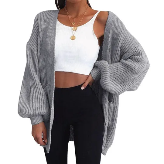 Chunky Oversized Loose Bell Sleeve Cable Knit Cardigan Knitwear