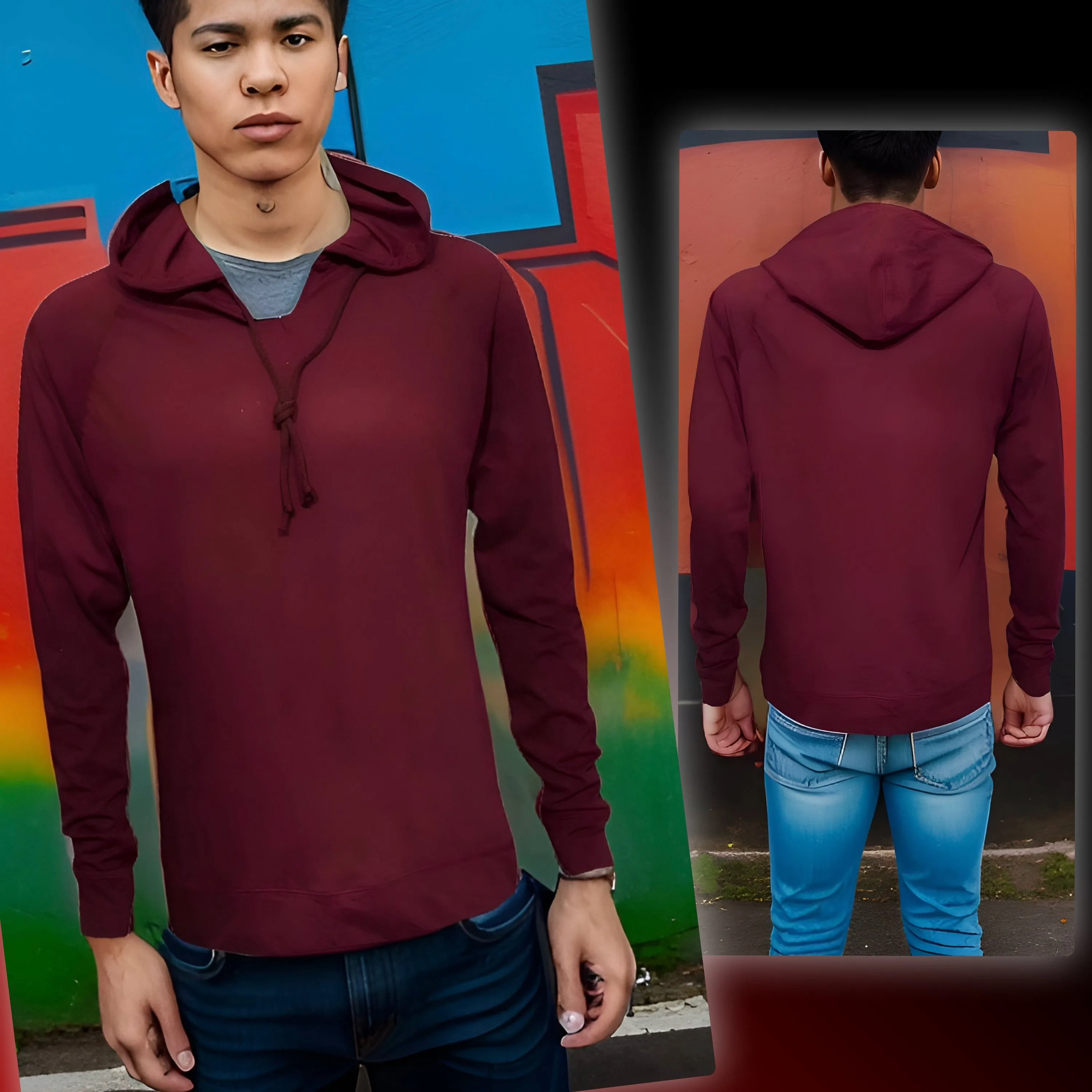 ^C.O.A.^ (BURGUNDY) LIGHTWEIGHT PULLOVER HOODIES (SUMMER STYLE)