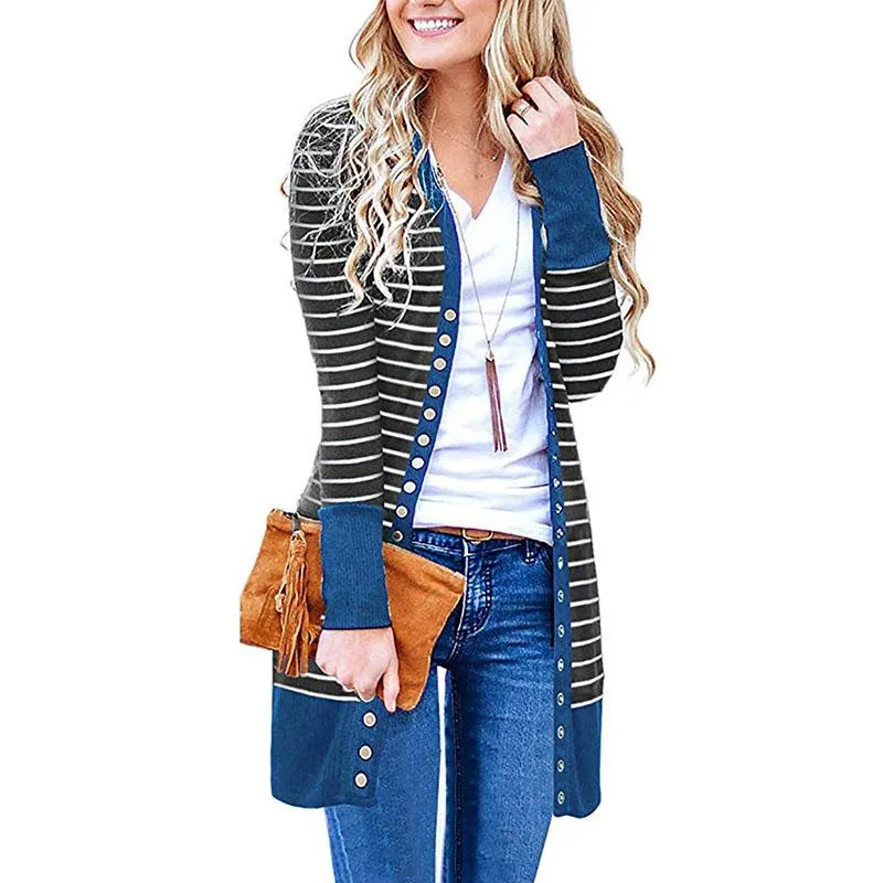 Colorblock Stripes Longline Cardigan