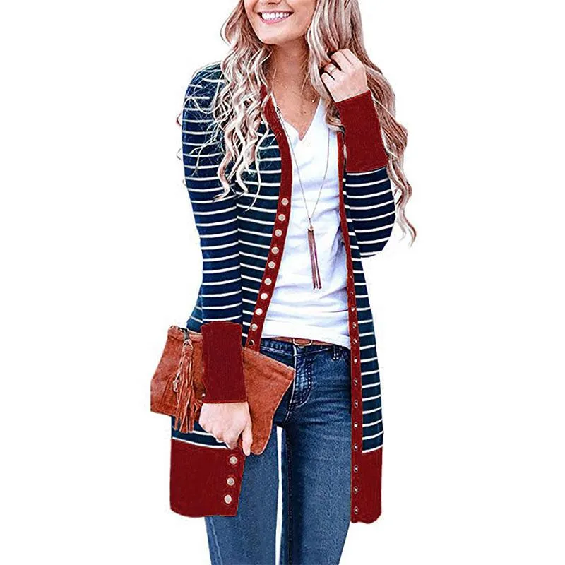 Colorblock Stripes Longline Cardigan