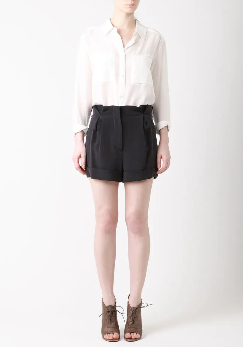 Cuffed Silk Shorts