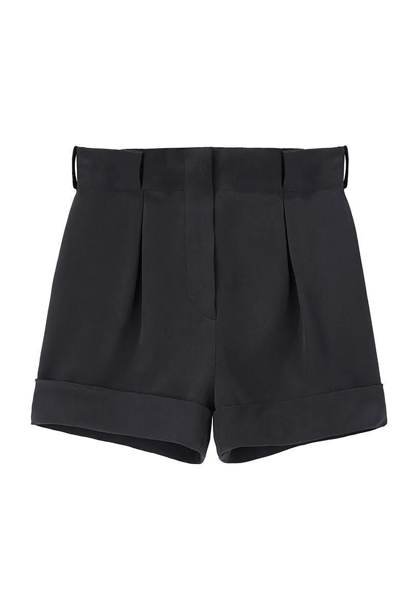 Cuffed Silk Shorts