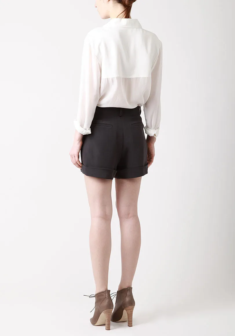 Cuffed Silk Shorts