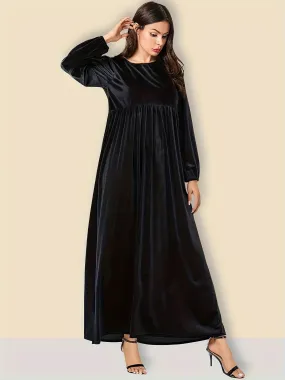 Elegant Plus Size Empire Waist Velvet Long Sleeve Maxi Dress