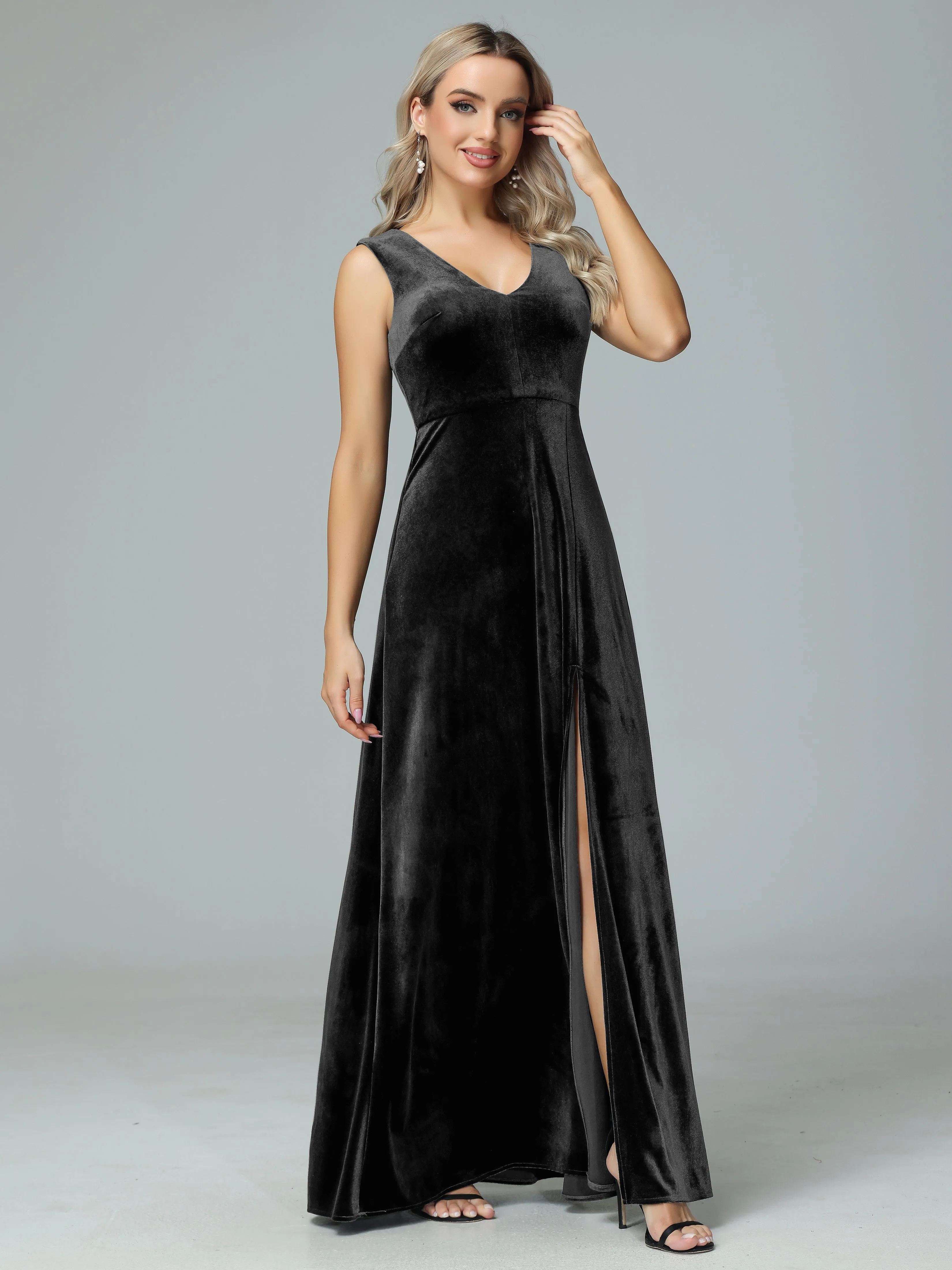 Elegant V-neck Velvet Bridesmaid Dresses