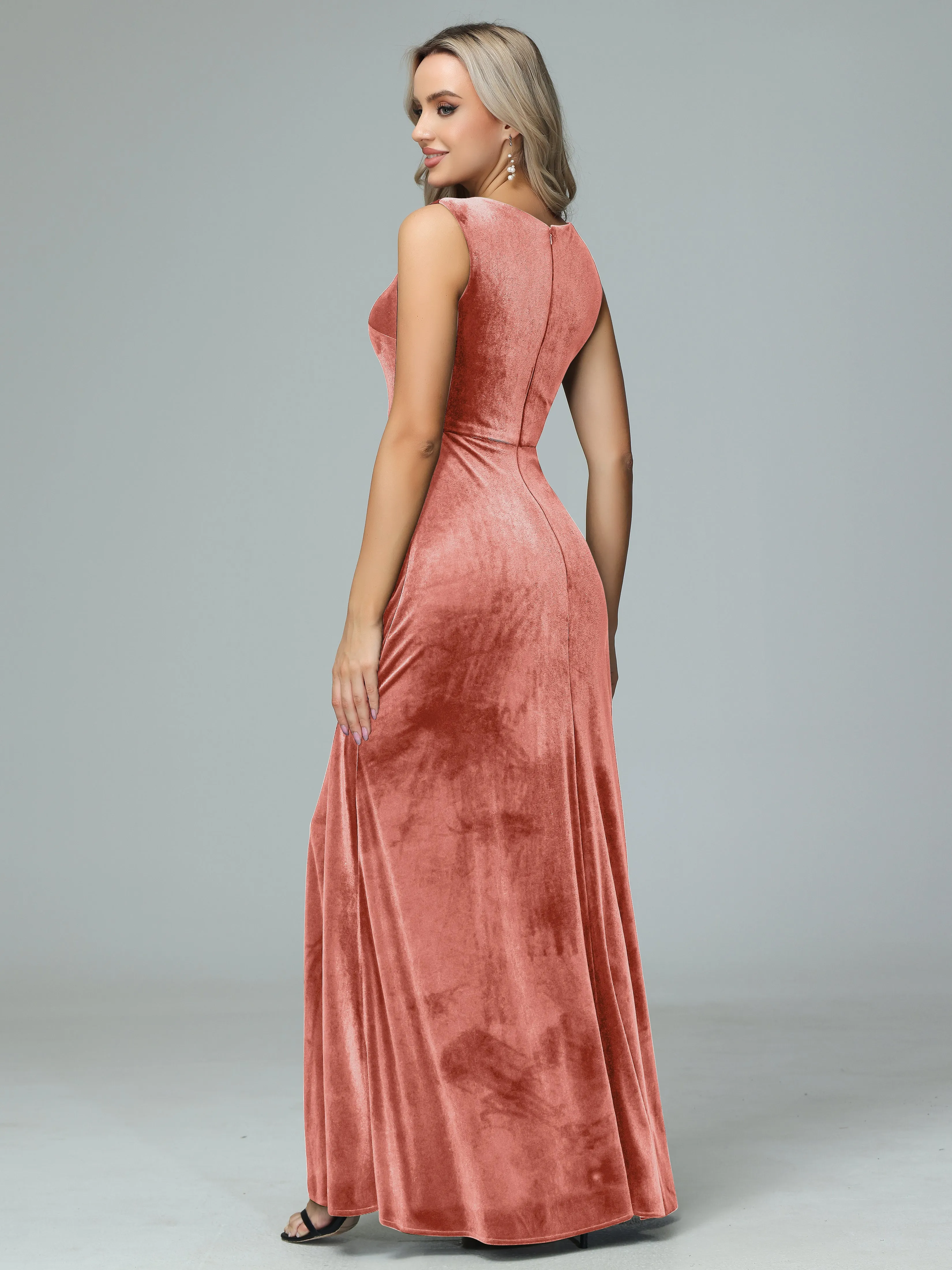 Elegant V-neck Velvet Bridesmaid Dresses