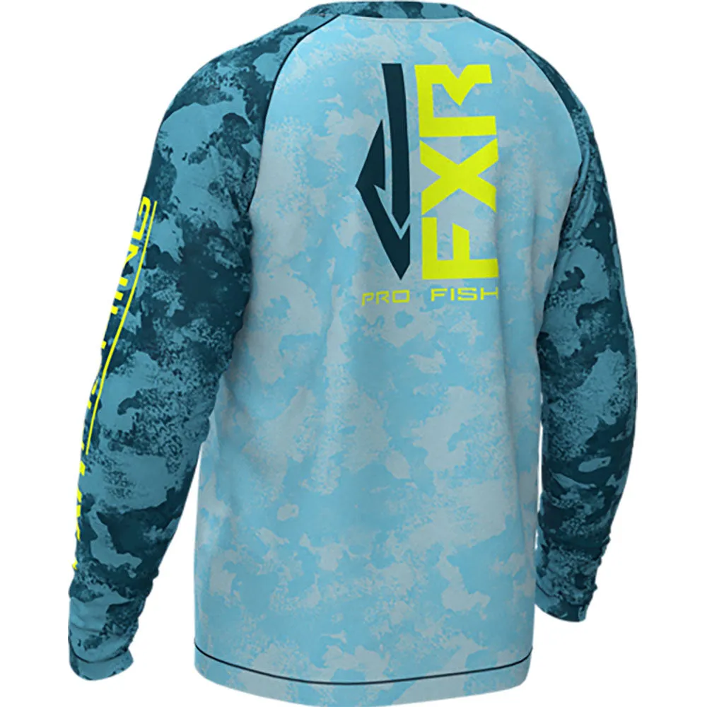 FXR 212086-4665-10 M Derby Air UPF Longsleeve Tee Lightweight Sunshield Blue Camo Hi-Vis -