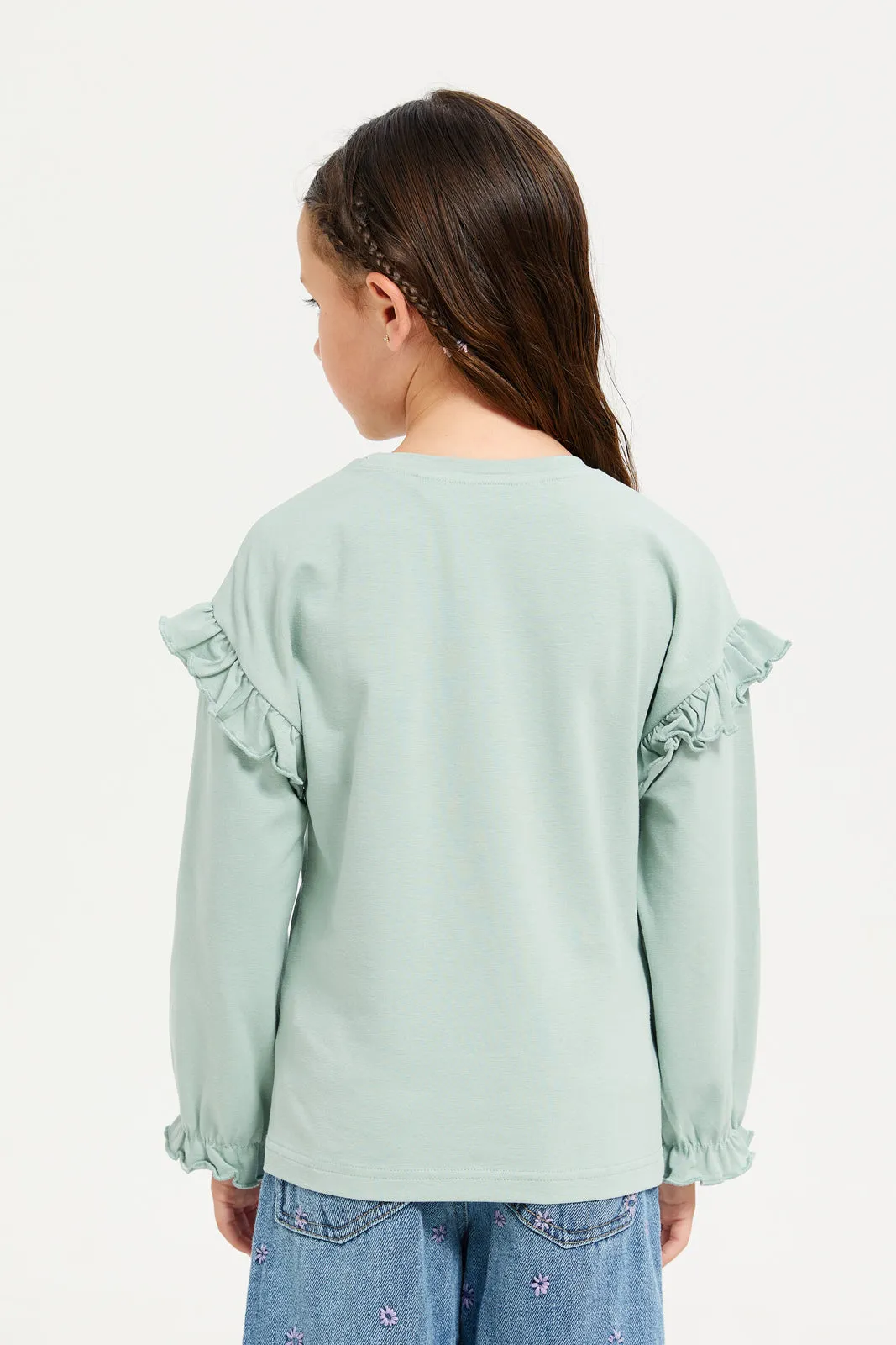 Girls Mint Embellished T-Shirt