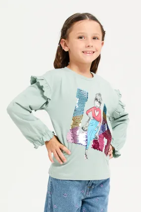 Girls Mint Embellished T-Shirt