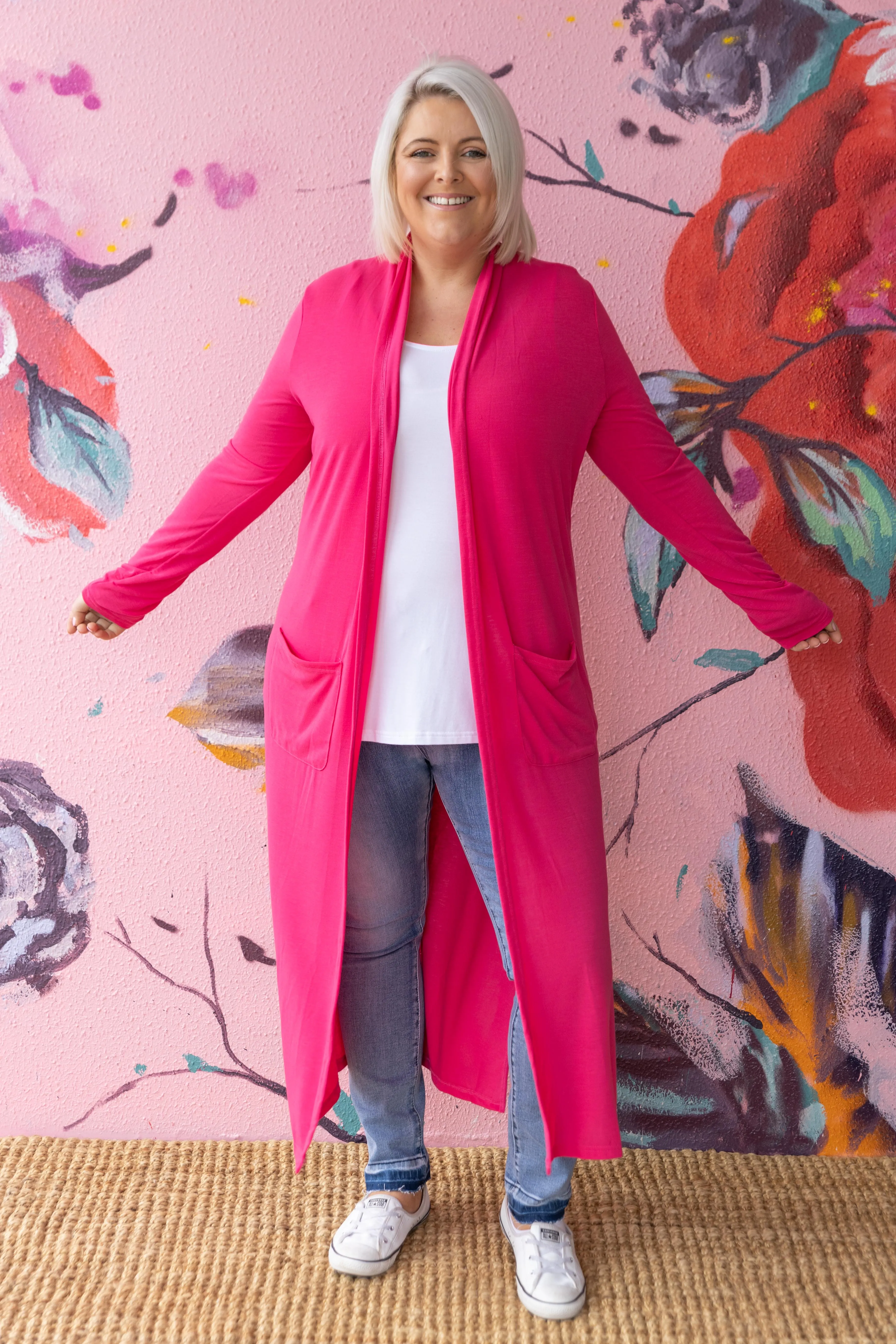 Jane Cardigan in Hot Pink