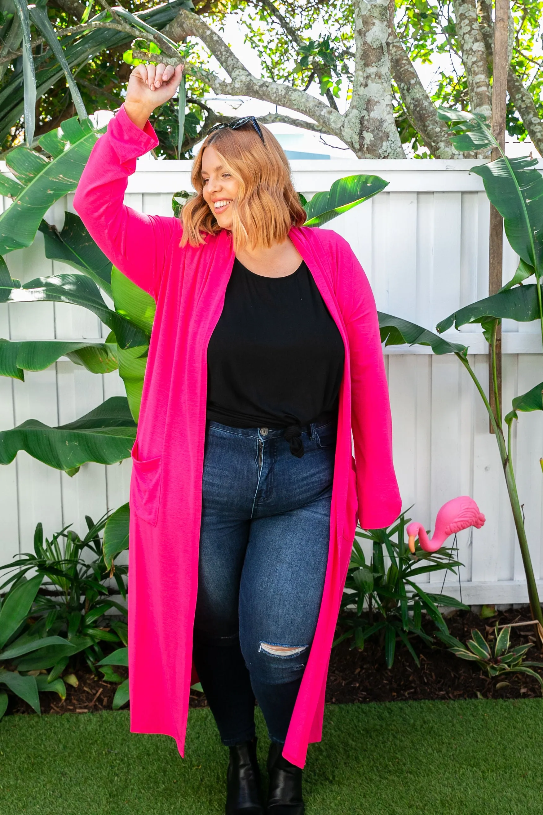 Jane Cardigan in Hot Pink