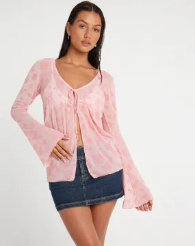 Leony Cardi in Butterfly Pink Flock