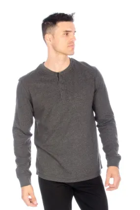 LONG SLEEVE HENLEY CHARCOAL