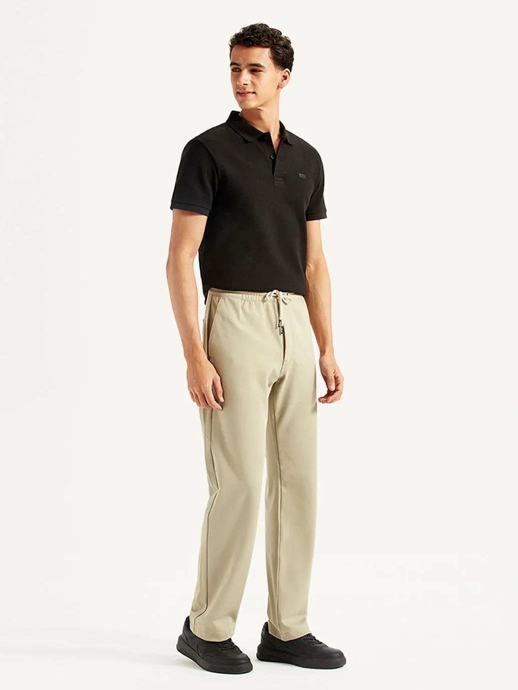 Men's Beige Relaxed Fit Track Pants