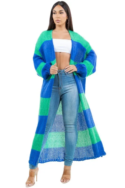 MINT   OCEAN BLUE STRIP CARDI
