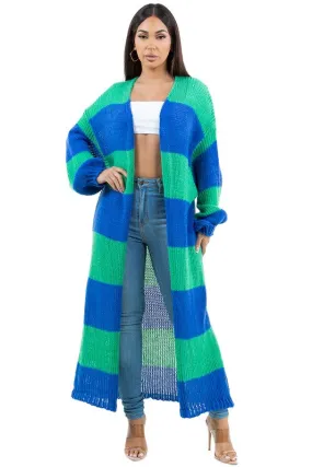 MINT   OCEAN BLUE STRIP CARDI