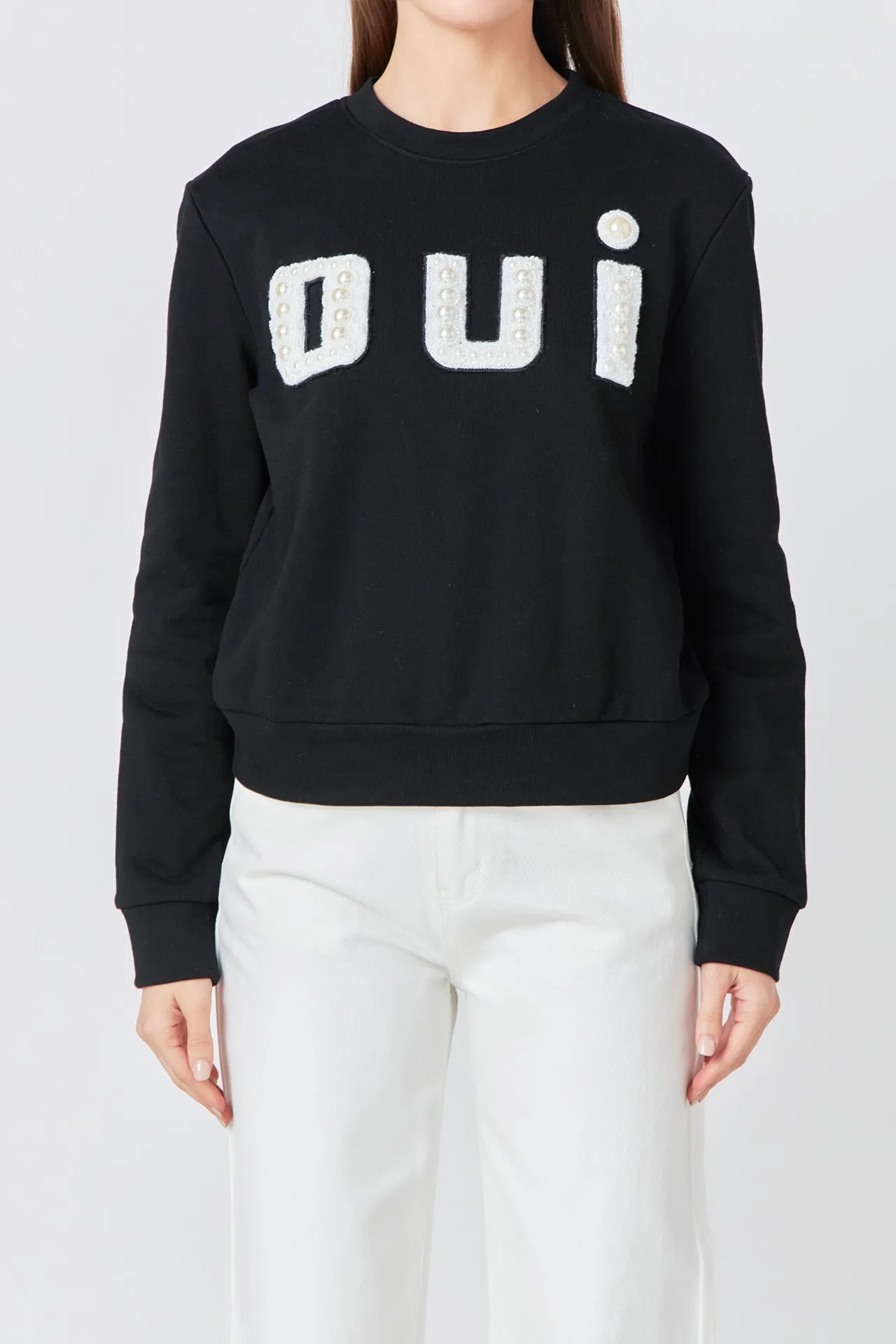 Oui Pearl Embellished Sweatshirt