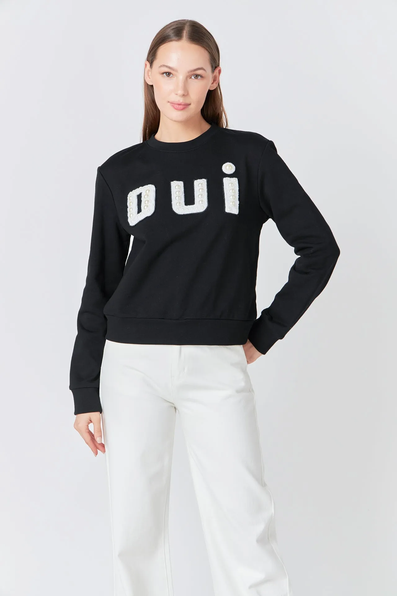 Oui Pearl Embellished Sweatshirt