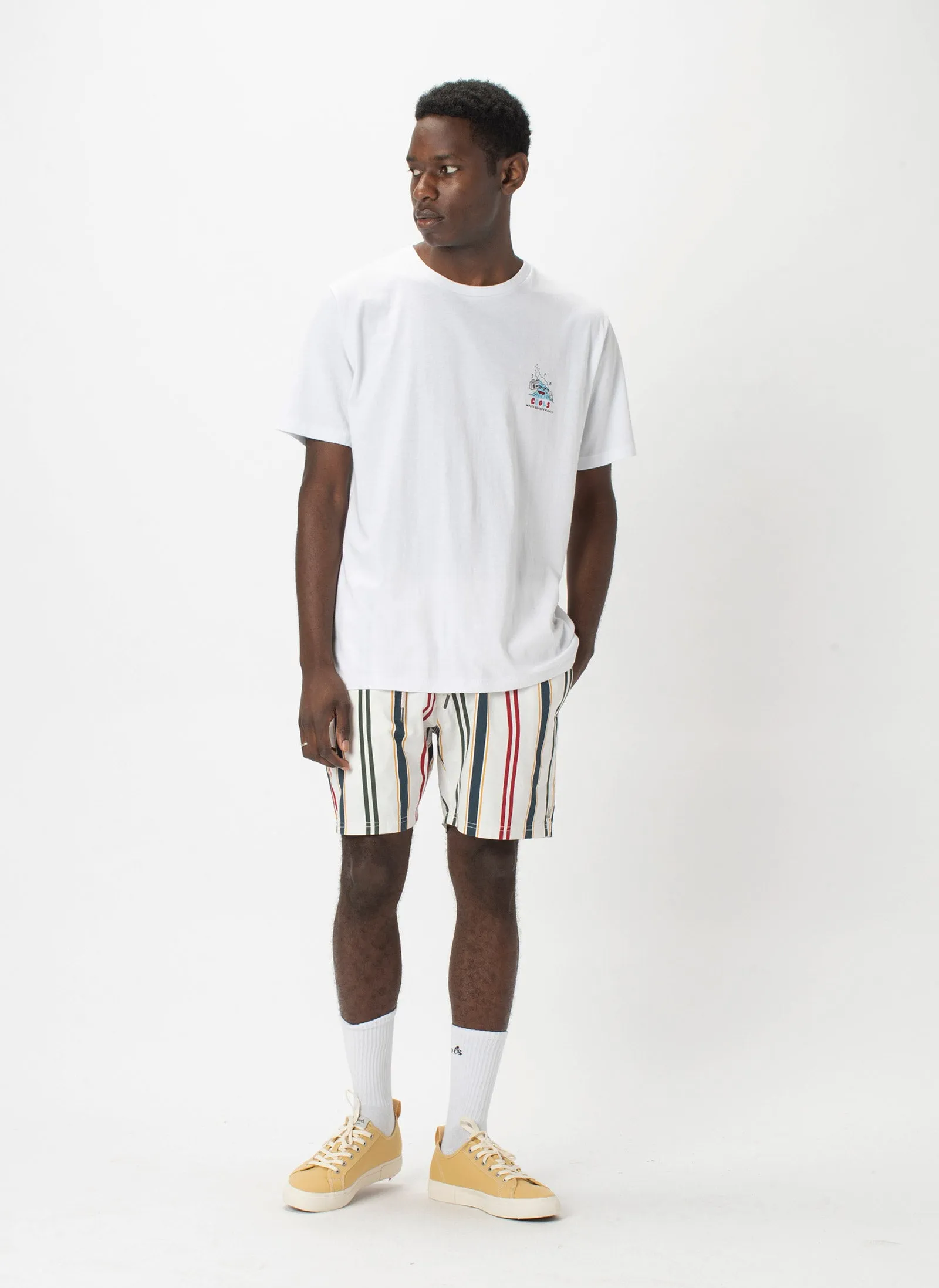 Poolside 17" Short White Vert Stripe