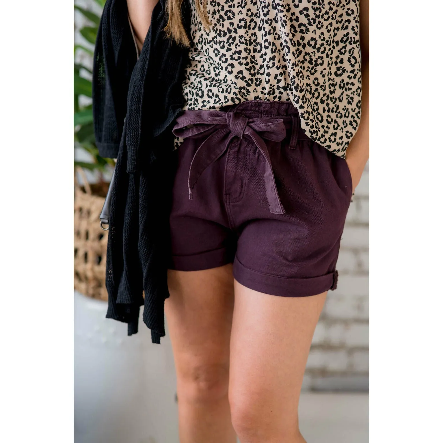 Tie Waist Cuffed Shorts