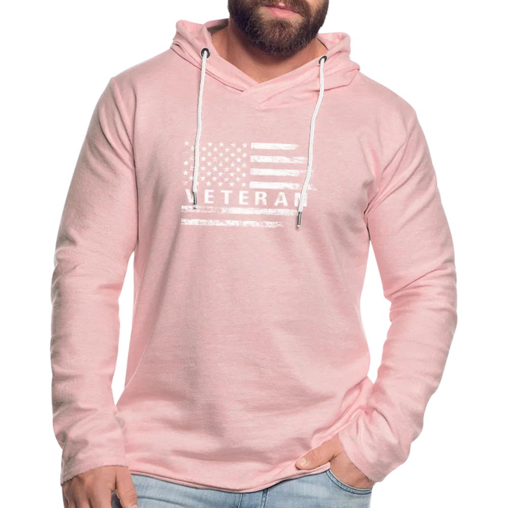 Veteran Lightweight Terry Hoodie (White W/Flag)