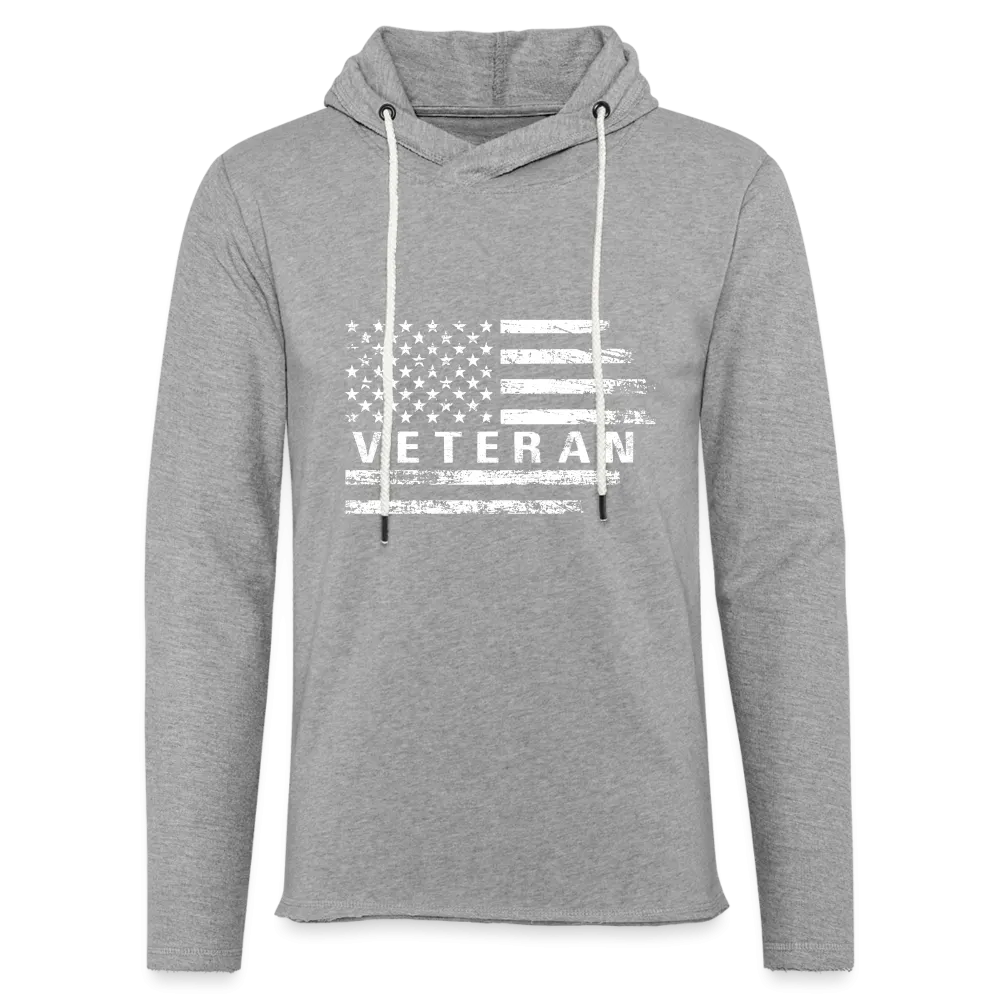 Veteran Lightweight Terry Hoodie (White W/Flag)