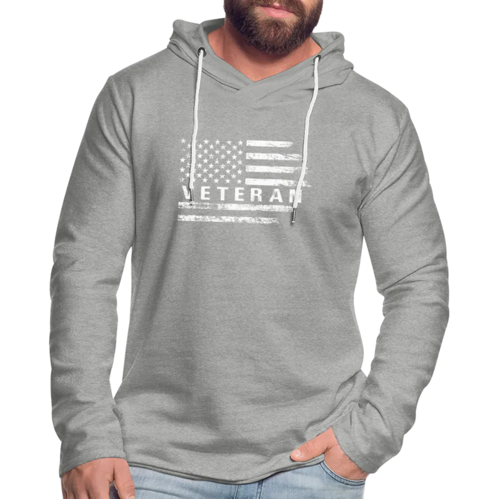 Veteran Lightweight Terry Hoodie (White W/Flag)