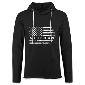 Veteran Lightweight Terry Hoodie (White W/Flag)