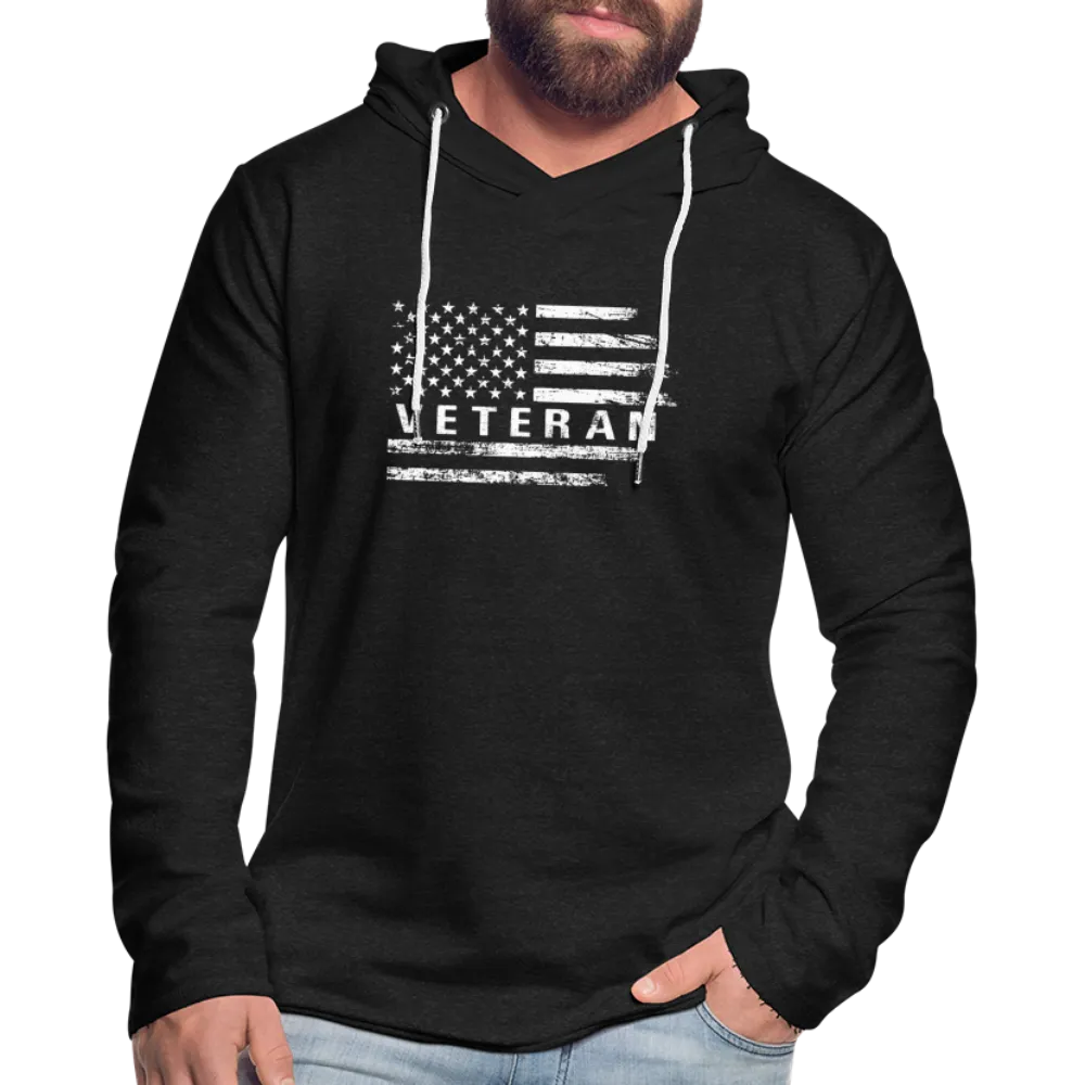 Veteran Lightweight Terry Hoodie (White W/Flag)