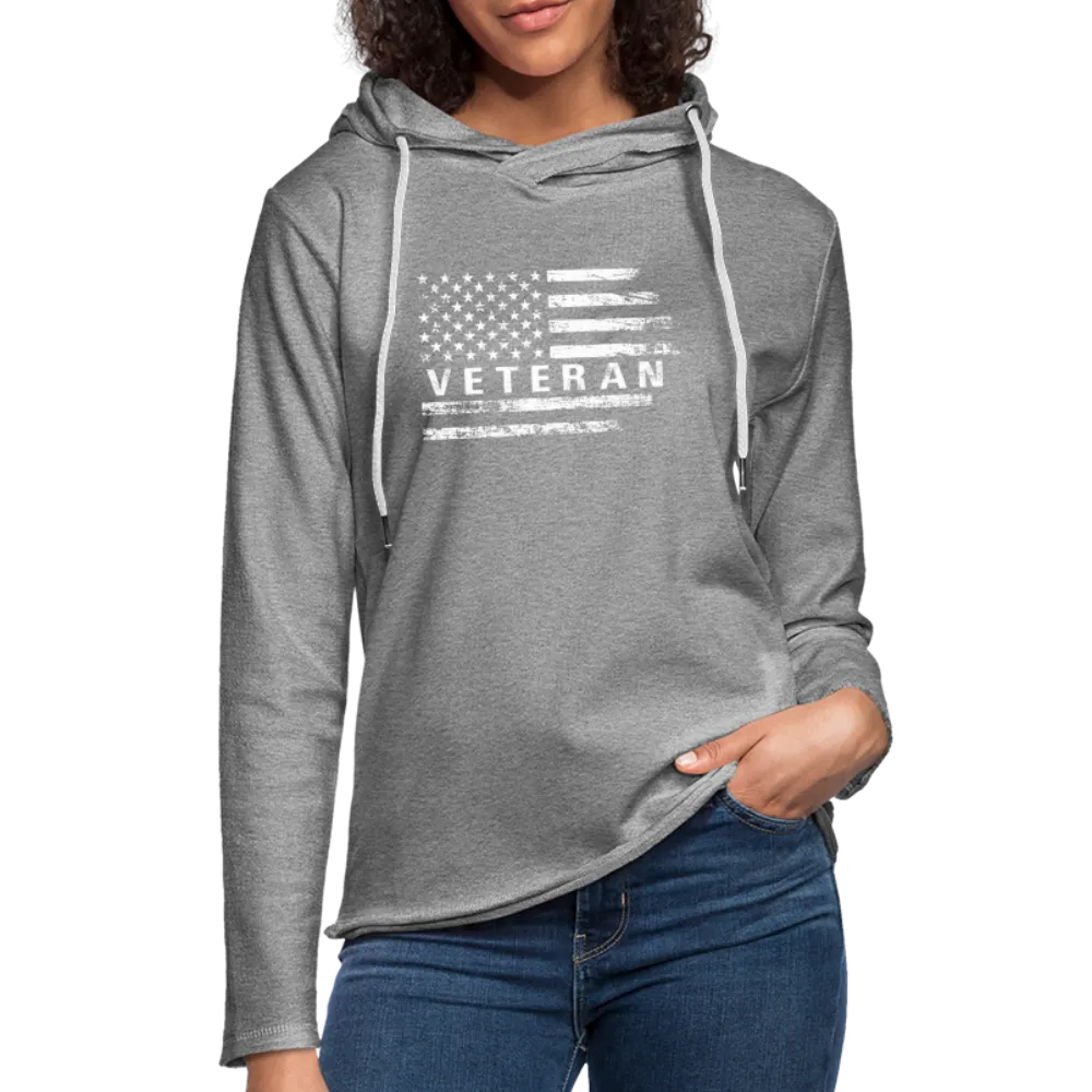 Veteran Lightweight Terry Hoodie (White W/Flag)