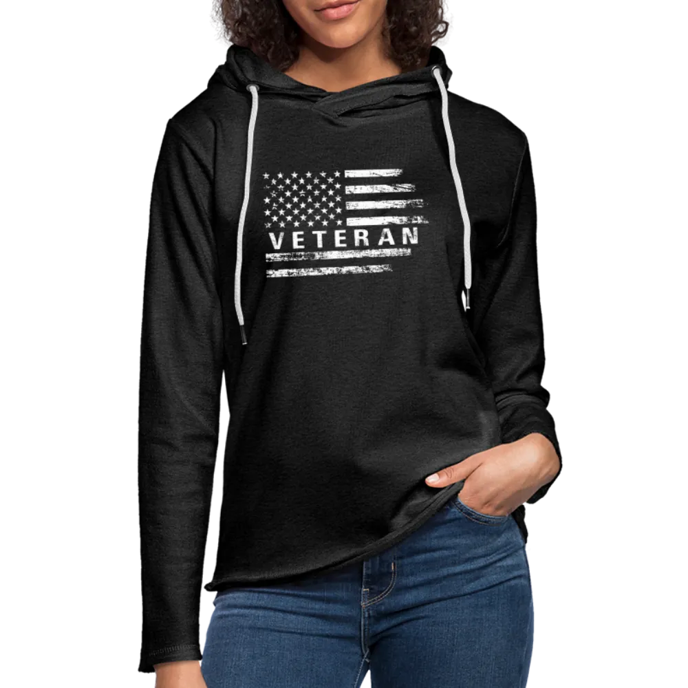 Veteran Lightweight Terry Hoodie (White W/Flag)