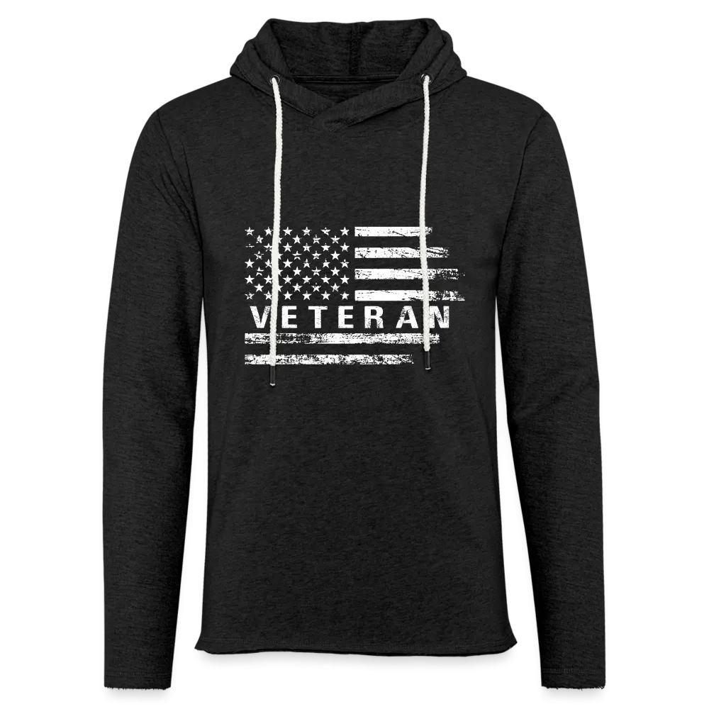 Veteran Lightweight Terry Hoodie (White W/Flag)