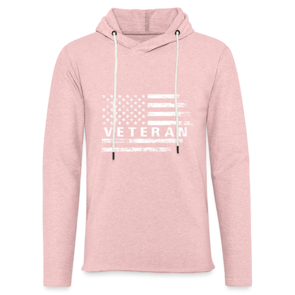 Veteran Lightweight Terry Hoodie (White W/Flag)