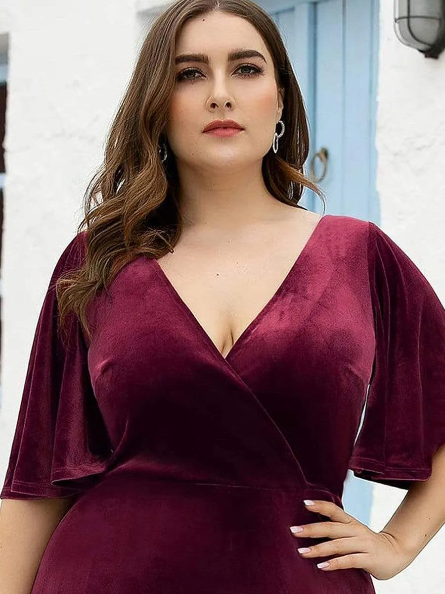 Vintage Plus Size Velvet Maxi Evening Dress