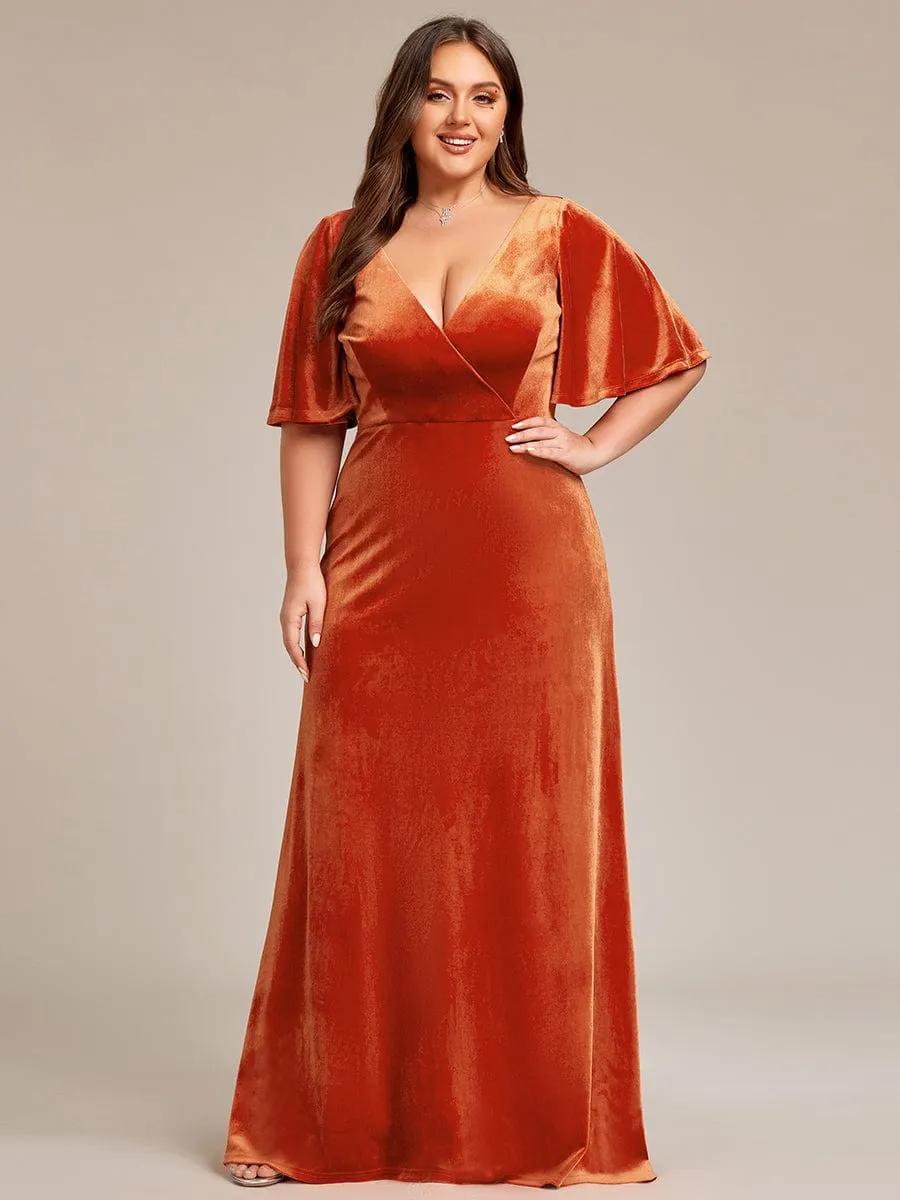 Vintage Plus Size Velvet Maxi Evening Dress